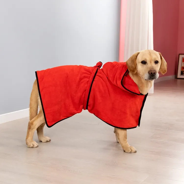 Hot Sale 100% Microfiber Dog Drying Towel Robe 400gsm Soft Super Absorbent with HoodBelt Eco-friendly Pet Cleaning Dog Bathing